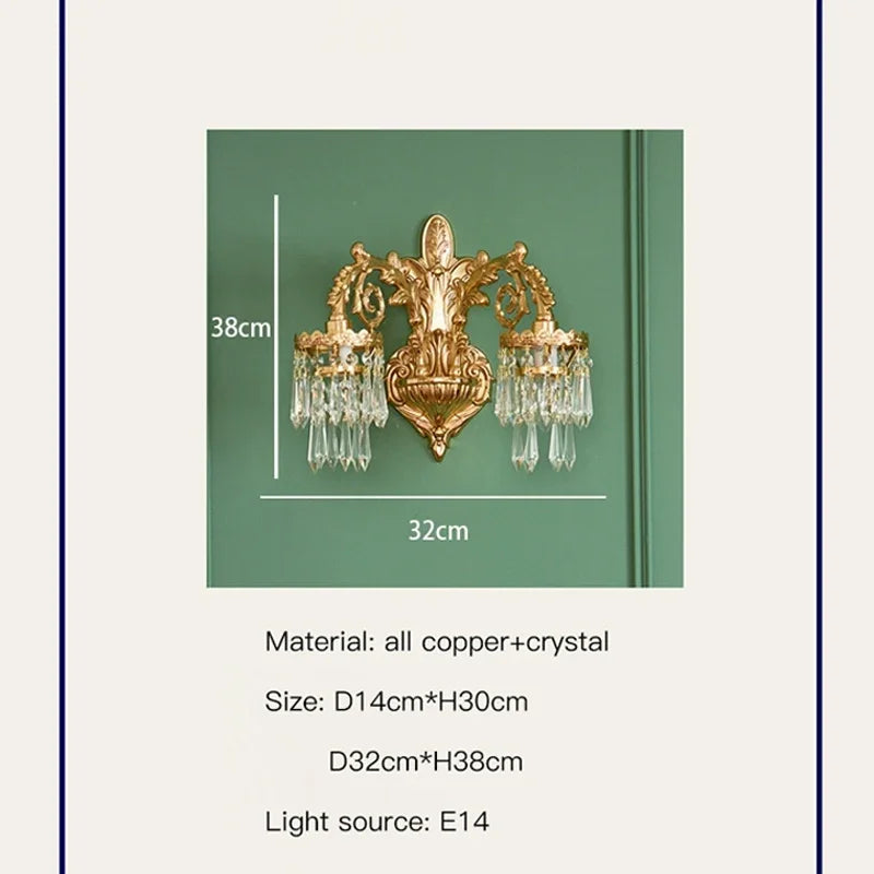 applique murale classique luminaire décoratif en cristal pour intérieur - vue 7 sur 8