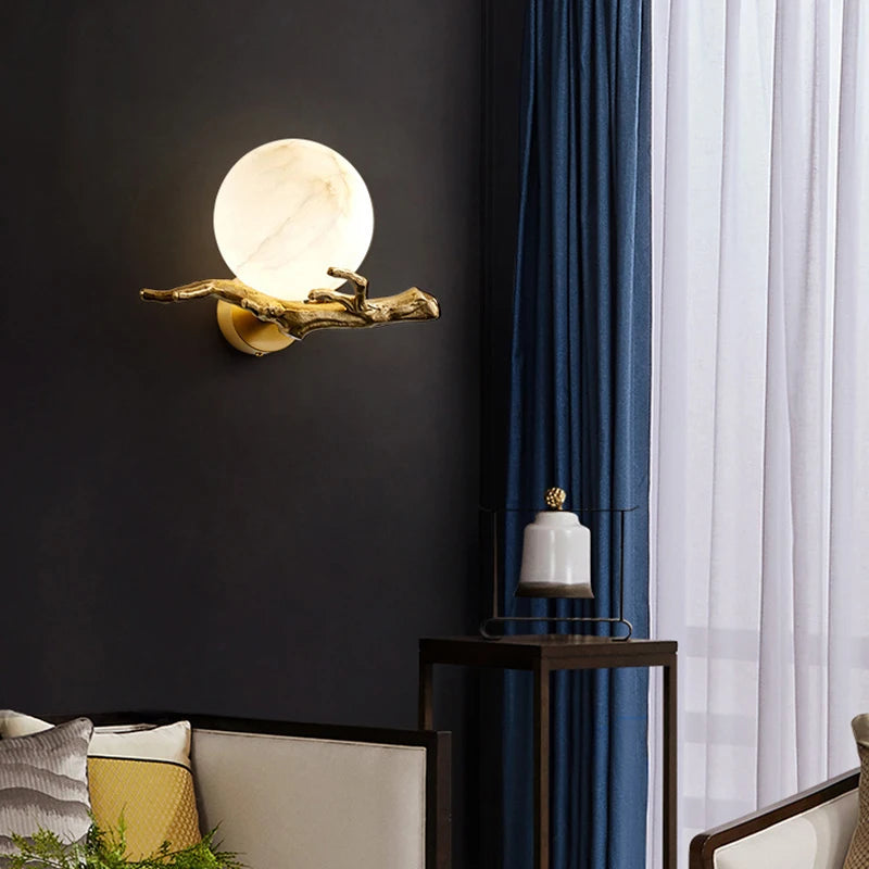 applique murale en cuivre et marbre naturel de luxe