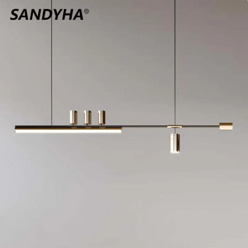 SANDYHA Restaurant moderne Lustres bande linéaire lampe à LED salle à manger Lustre Salon Design Luxe Luminarias Pendentes E Lustres - vue 4 sur 15