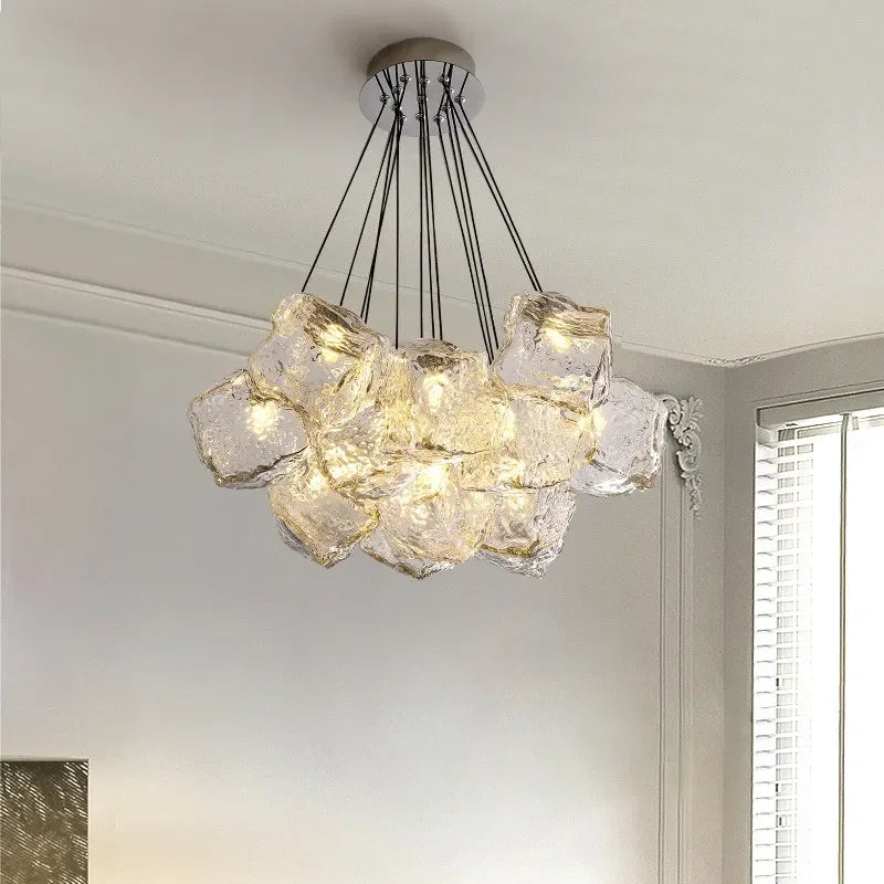 SANDYHA moderne romantique chambre lustre de luxe en verre glaçon forme lampe à LED salon salle à manger suspension éclairage décor à la maison - vue 4 sur 7