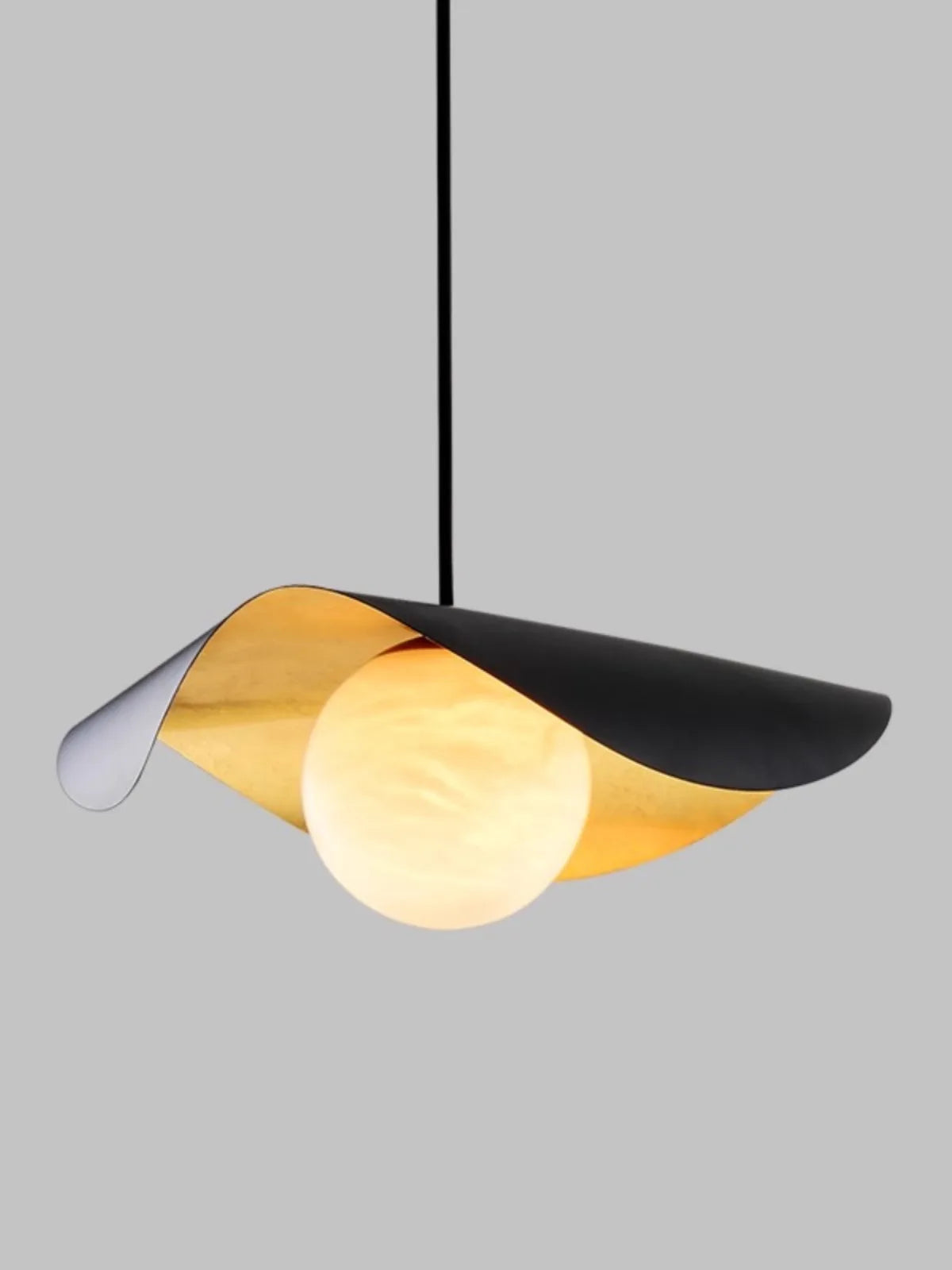 lustre en laiton et marbre avec suspension - vue 3 sur 16