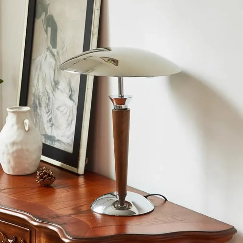 lampe de bureau style industriel en bois et fer
