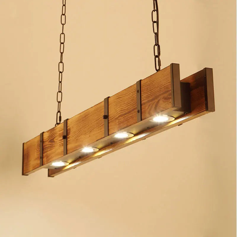 Lustre Vintage américaine en bois salle à manger Bar Table magasin de vêtements de Style industriel éclairage Led