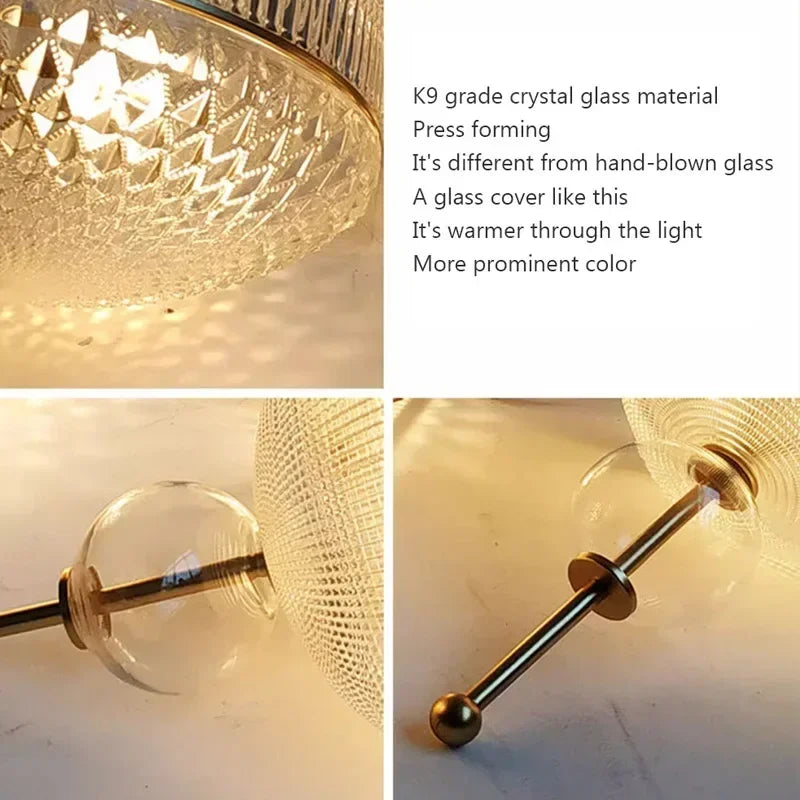Suspension rétro led en verre nordique pour décoration maison