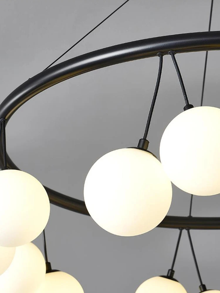 suspension circulaire design en verre pour intérieur moderne - vue 6 sur 9
