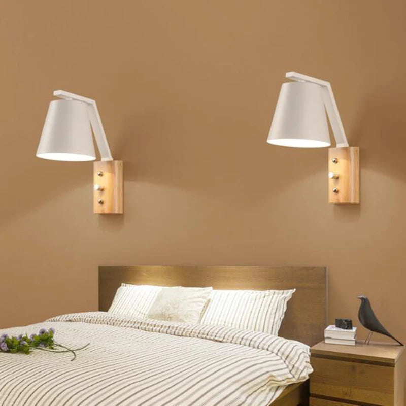 Applique Murale en bois LED avec abat-jour en métal - vue 6 sur 8