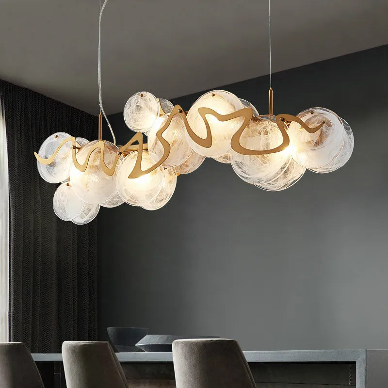 Suspension en verre et métal doré E14