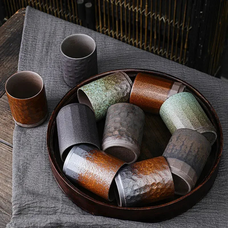 Mug vintage en ceramique chinoise style rustique artisanal