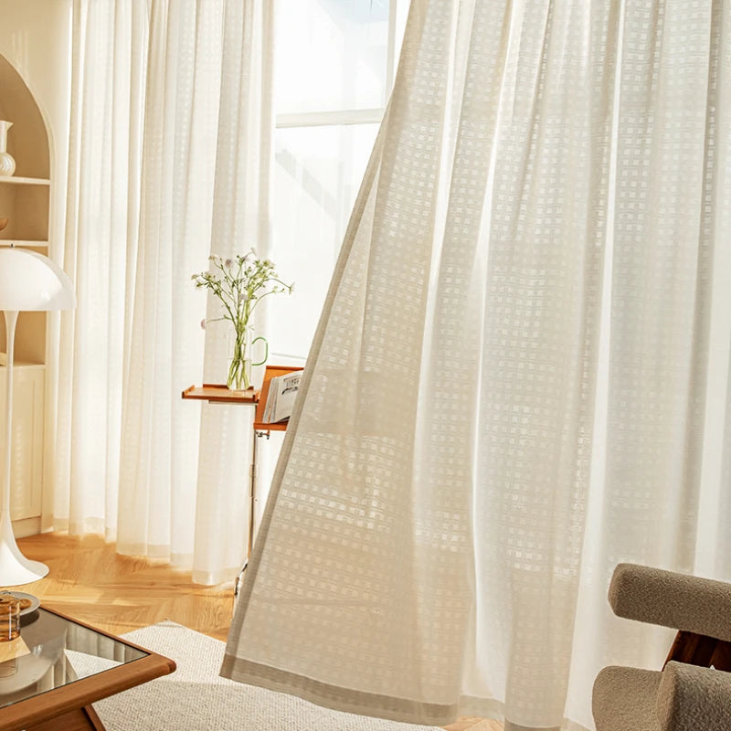 Voilage japonais plissé motif géométrique pour salon chambre