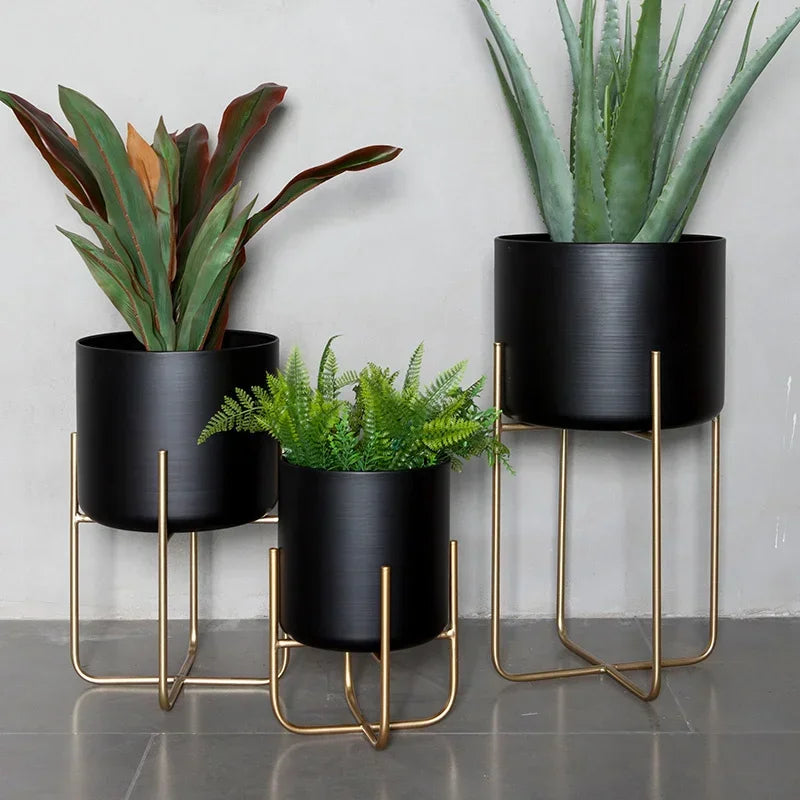 etagère à plantes dorée support à fleurs amovible et polyvalent