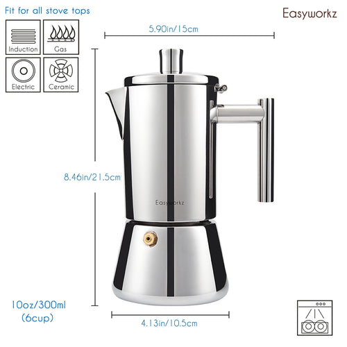 Cafetière italienne easyworkz diego inox induction compacte