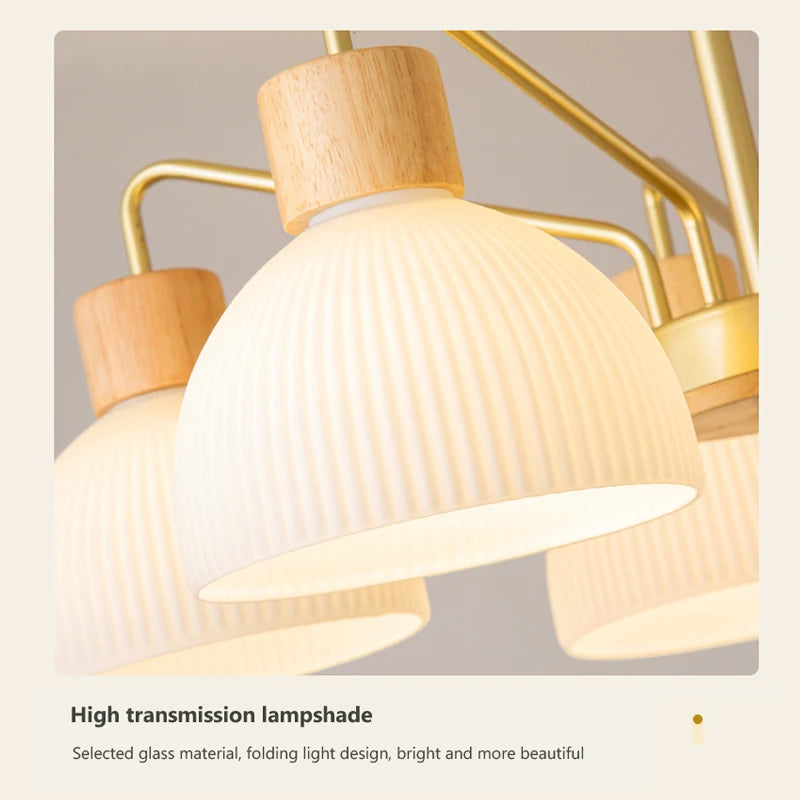 plafonnier led minimaliste en bois et verre pour restaurant ou café - vue 7 sur 12