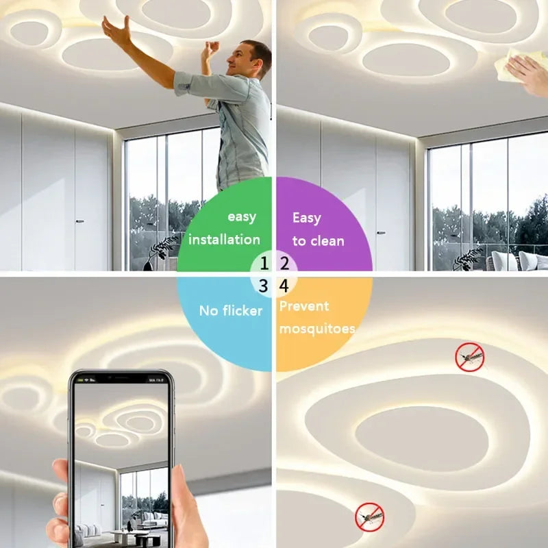 Plafonnier LED minimaliste au design moderne - vue 8 sur 16