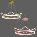 Nordique moderne LED or rose en acier inoxydable suspension bande couronne forme anneau lustre bébé enfants chambre plafonnier