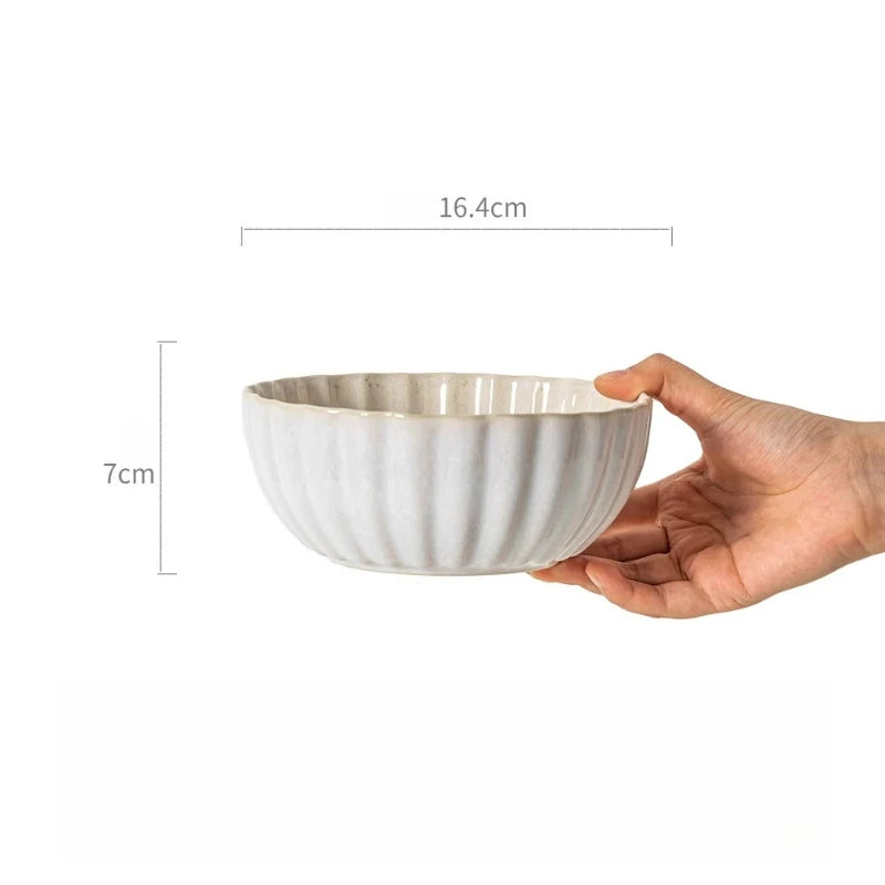 Bol céramique européen bord pétale pour soupe salade