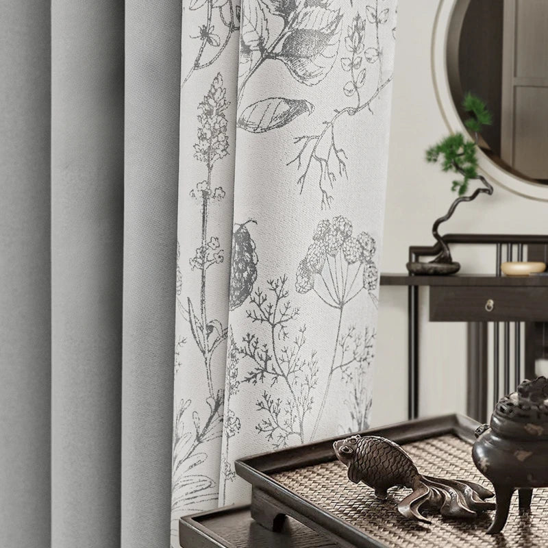 Rideau style chinois floral occultant pour salon chambre