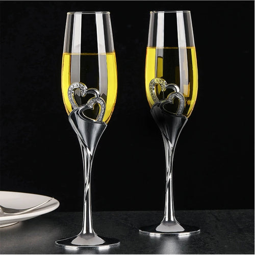 ensemble 2 flutes champagne mariage coeurs bord cristal