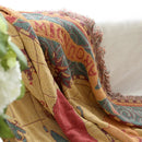 Plaid bohème tricot motif carte du monde décoratif