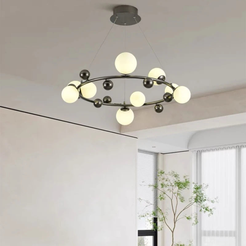 suspension moderne en métal et verre décorative avec fil réglable