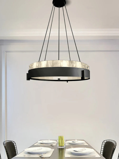 lustre moderne led en anneau de marbre créatif