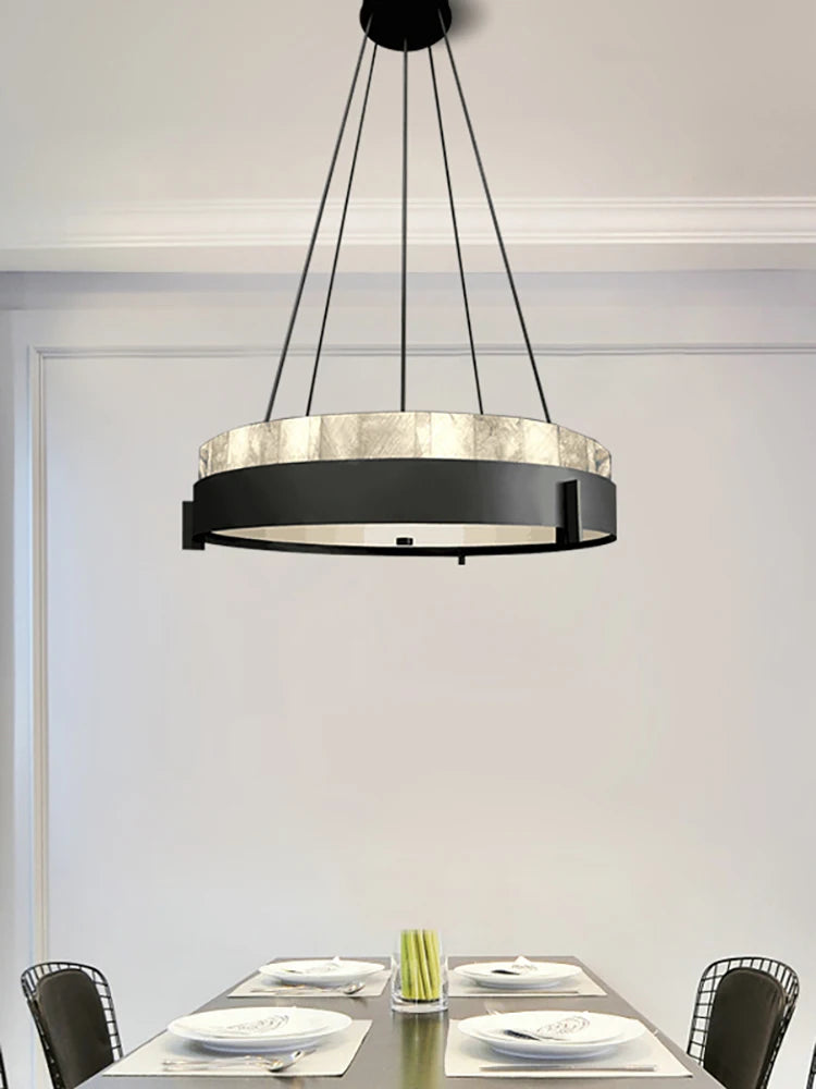 lustre moderne led en anneau de marbre créatif - vue 4 sur 7