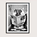 décoration murale humoristique animaux sur toilettes avec journal