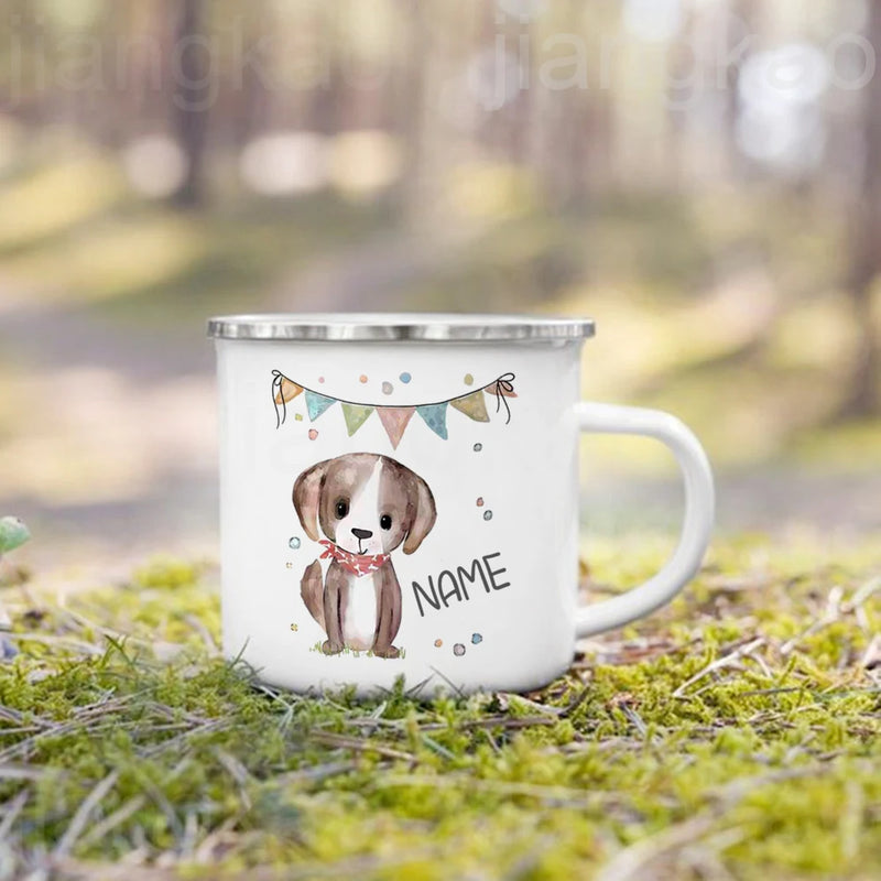 Mug enfant personnalisé animal style cartoon émail anniversaire