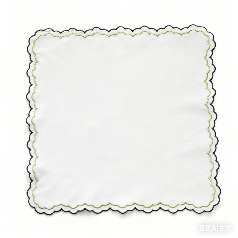 Serviette de table coton brodé motif fleurs lot