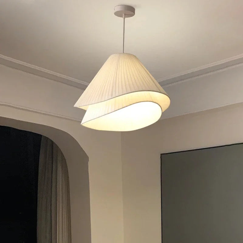 SANDYHA Lustre Minimaliste Moderne Tissu Style Crème Lampes Suspendues Salle à Manger Chambre Maison Lustre Luminaire Suspendu - vue 3 sur 10