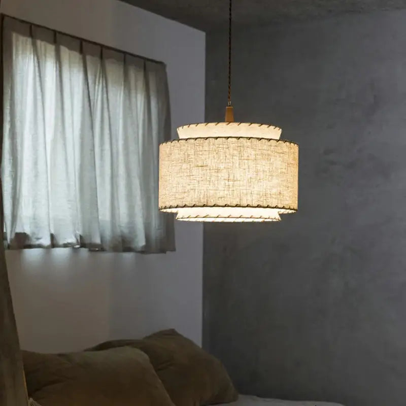 lustre à led en tissu japonais pour décoration intérieure moderne - vue 5 sur 8