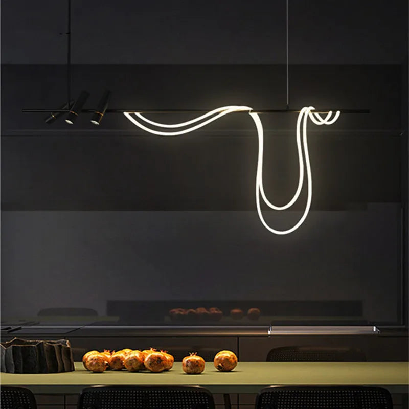 lustre led moderne design lampes suspendues décor éclairage - vue 4 sur 14