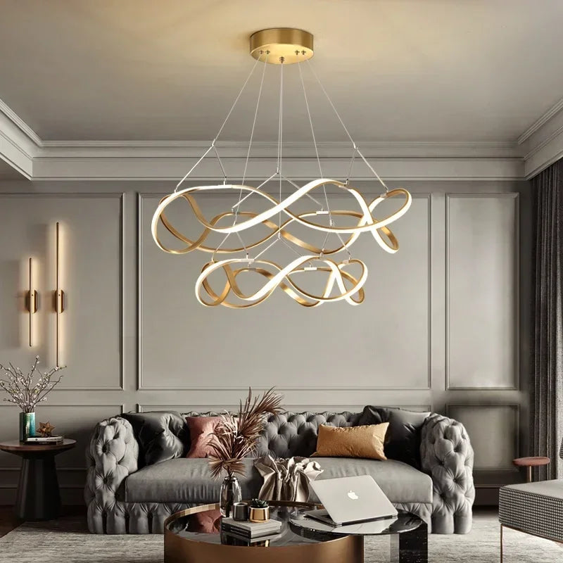 lustre moderne à leds pour décoration intérieure lumineuse - vue 5 sur 12