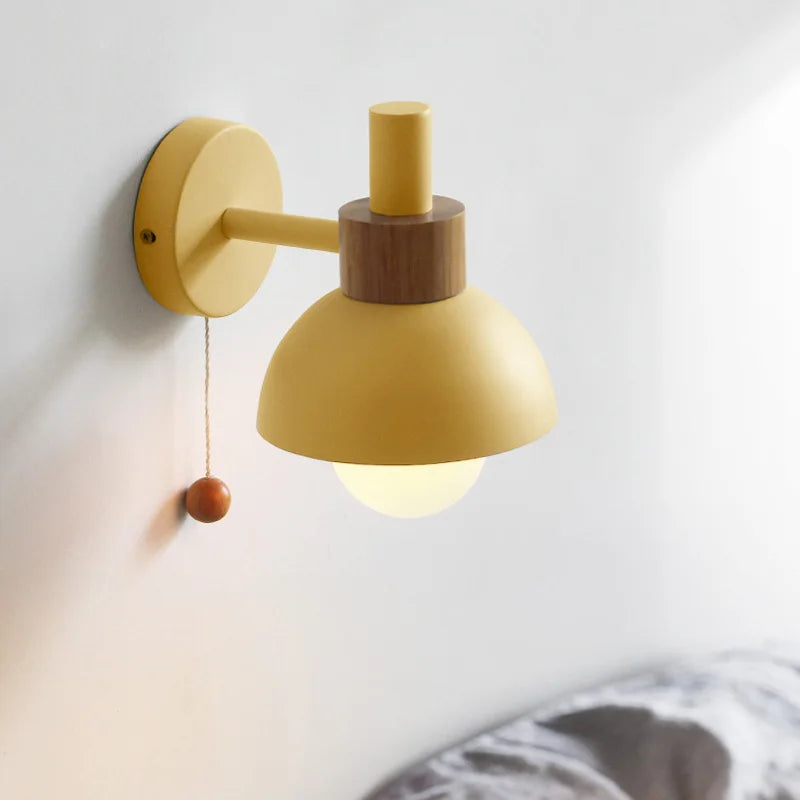 applique murale en bois avec interrupteur à tirette design nordique - vue 6 sur 10