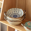 Bol japonais en céramique avec anse motif floral