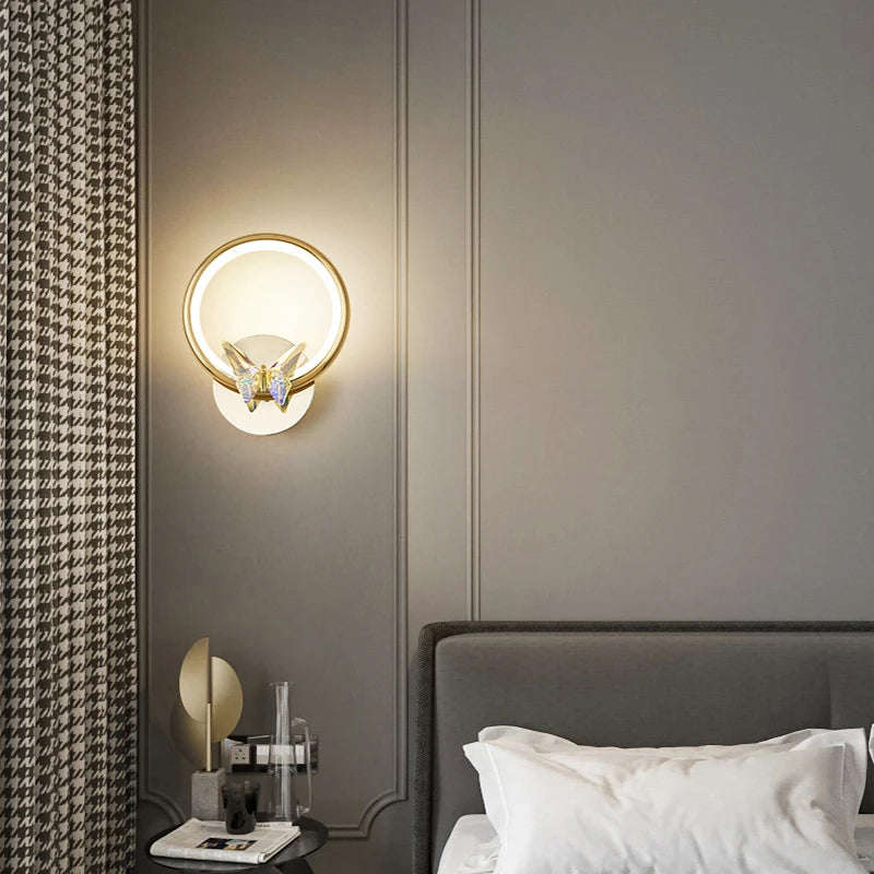 applique murale led en cristal motif papillon montage en surface