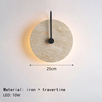 applique murale led ronde en métal et pierre pour hôtel boutique