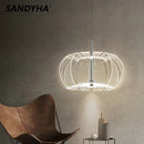 SANDYHA Art moderne rond acrylique lustres Lampara Techo Lampe Lustre Salon Abat-jour pour salle à manger Salon chambre lumières