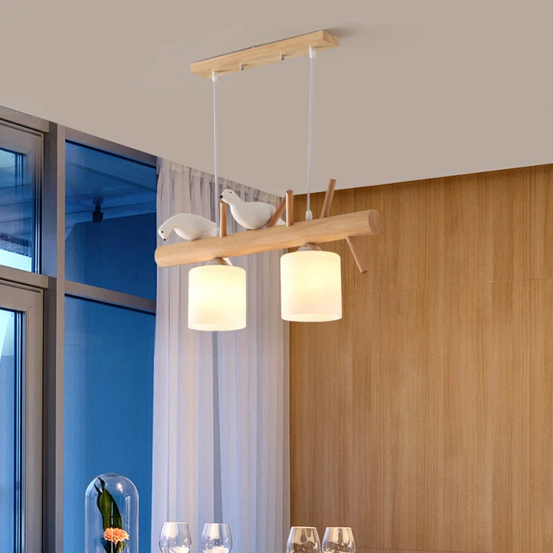 Suspension nordique en bois pour Table à manger île de cuisine lustre Led créatif oiseau moderne Bar café arbres éclairage suspendu - vue 5 sur 11