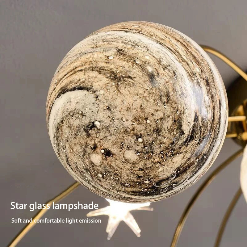 SANDYHA Star Design boule de verre lampe décorative moderne créatif planète plafonnier chambre chambre d'enfants salon éclairage de la maison - vue 6 sur 7