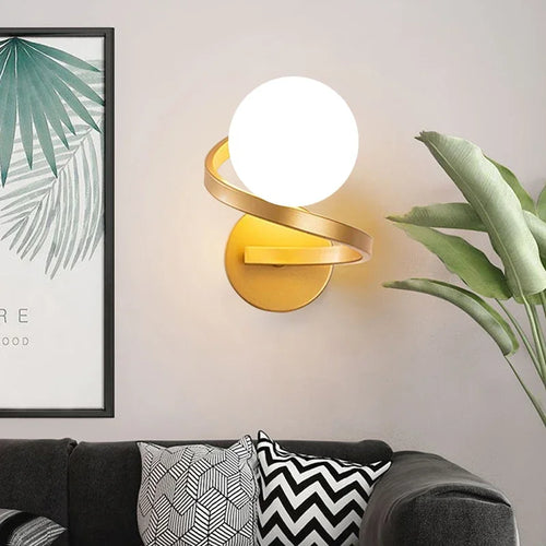 applique murale moderne verre spirale fer éclairage haut bas bar chevet salon décoration maison