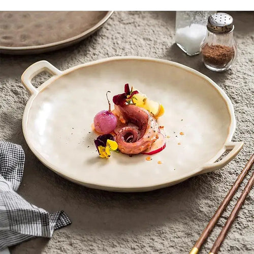 assiette ceramique vintage double oreille motif marteau cuisine