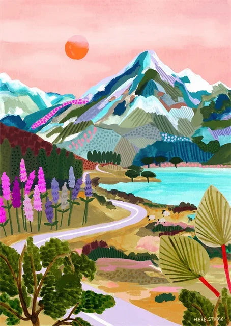affiches colorées de paysages abstraits pour décoration moderne