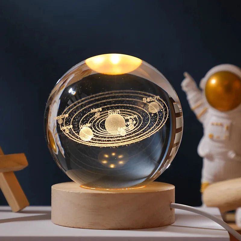 boule de cristal 3d lune galaxie décoration lumineuse pour la maison - vue 15 sur 17