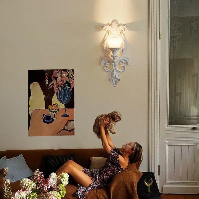 applique murale rétro française sculptée nordique de luxe décorative - vue 3 sur 7
