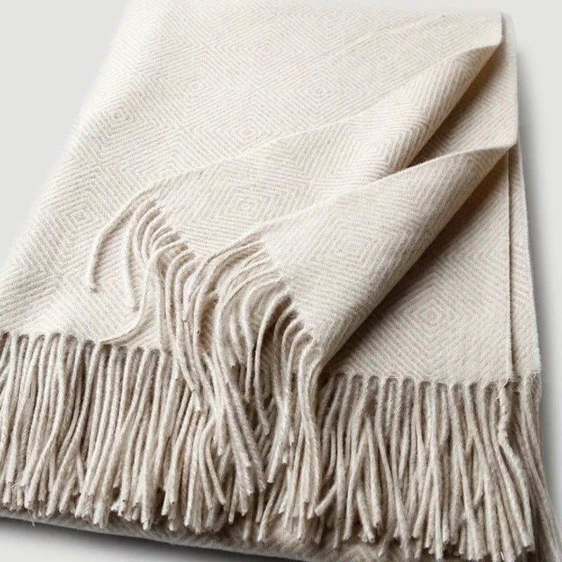 plaid laine franges motif spiral style doux confortable