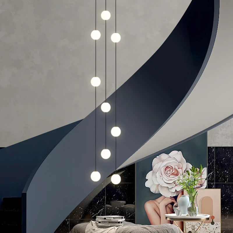 lustre long moderne minimaliste pour duplex villa appartement - vue 4 sur 15