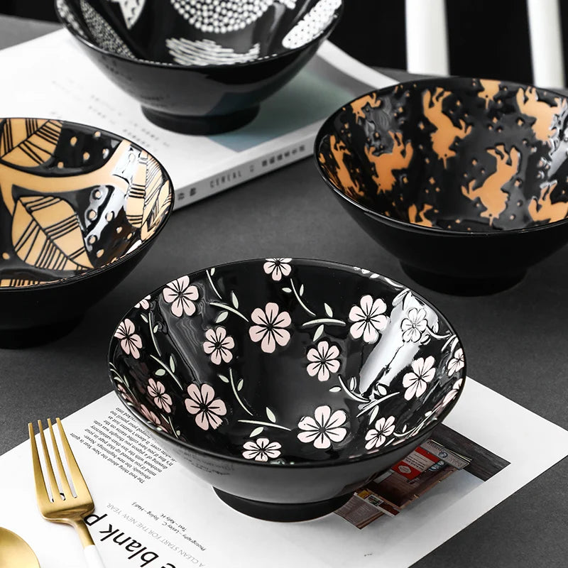 Bol ramen japonais ceramique motif floral 1 2l - vue 4 sur 7