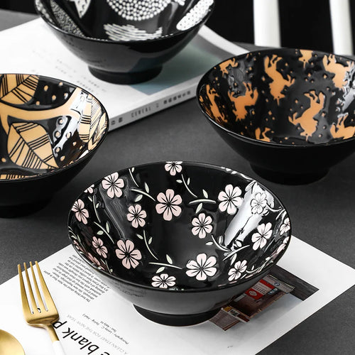 Bol ramen japonais céramique motifs floraux 1 2l