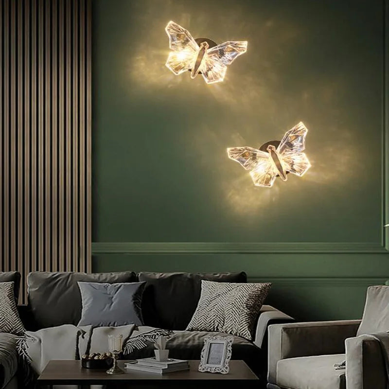 applique murale LED cristal papillon de luxe - vue 3 sur 7