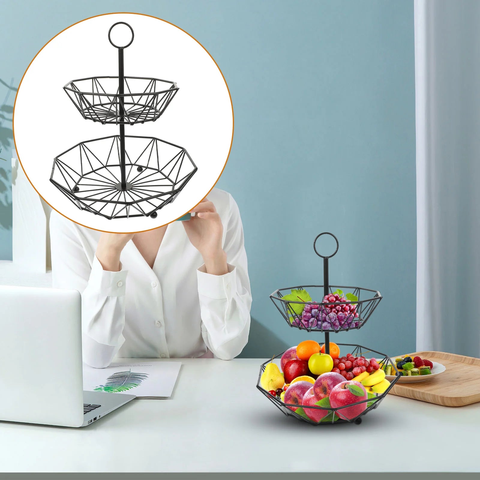 plateau à fruits et collations trois niveaux pour cuisine - vue 6 sur 8